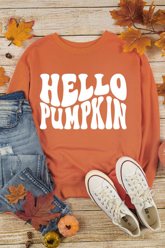 "Hello Pumpkin" Orange Sweatshirt - Klazzi Fashion Boutique