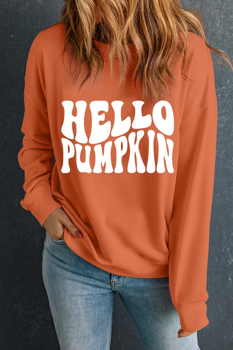 "Hello Pumpkin" Orange Sweatshirt - Klazzi Fashion Boutique