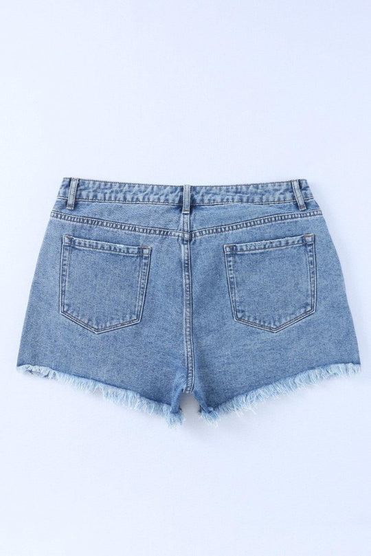 High Rise Crossover Denim Shorts - Klazzi Fashion Boutique