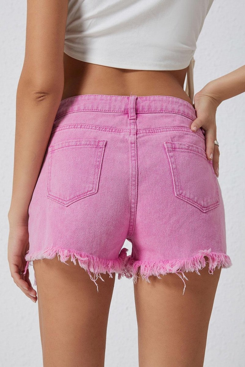 High Rise Crossover Denim Shorts - Klazzi Fashion Boutique