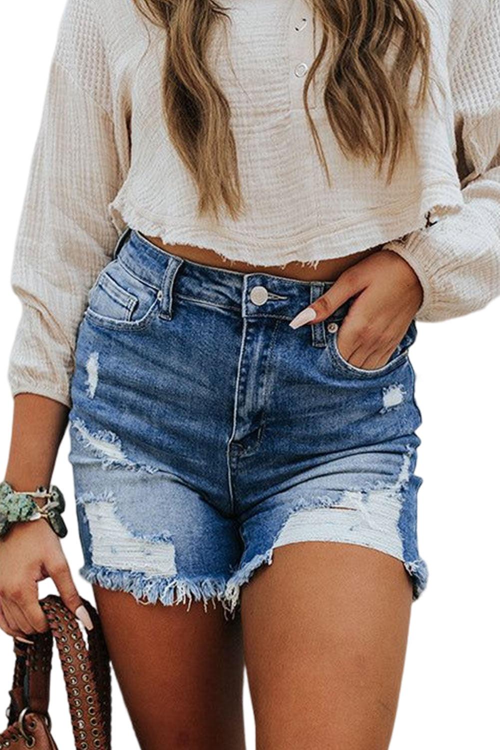  Fringed Distressed Cut Off Shorts