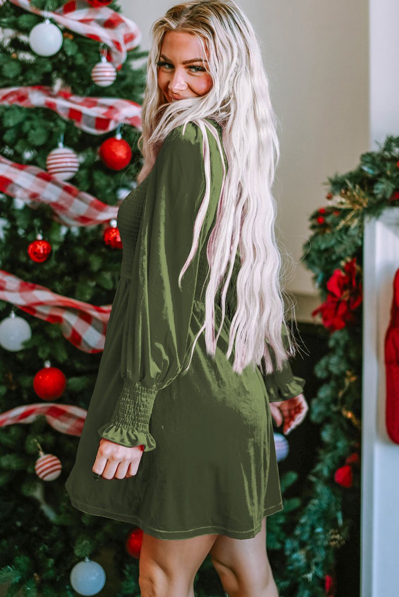 Holiday Velvet Smocked Dress - Klazzi Fashion Boutique