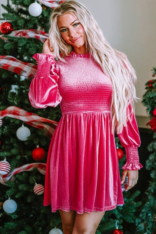 Holiday Velvet Smocked Dress - Klazzi Fashion Boutique