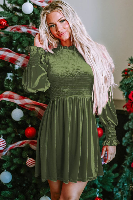 Holiday Velvet Smocked Dress - Klazzi Fashion Boutique