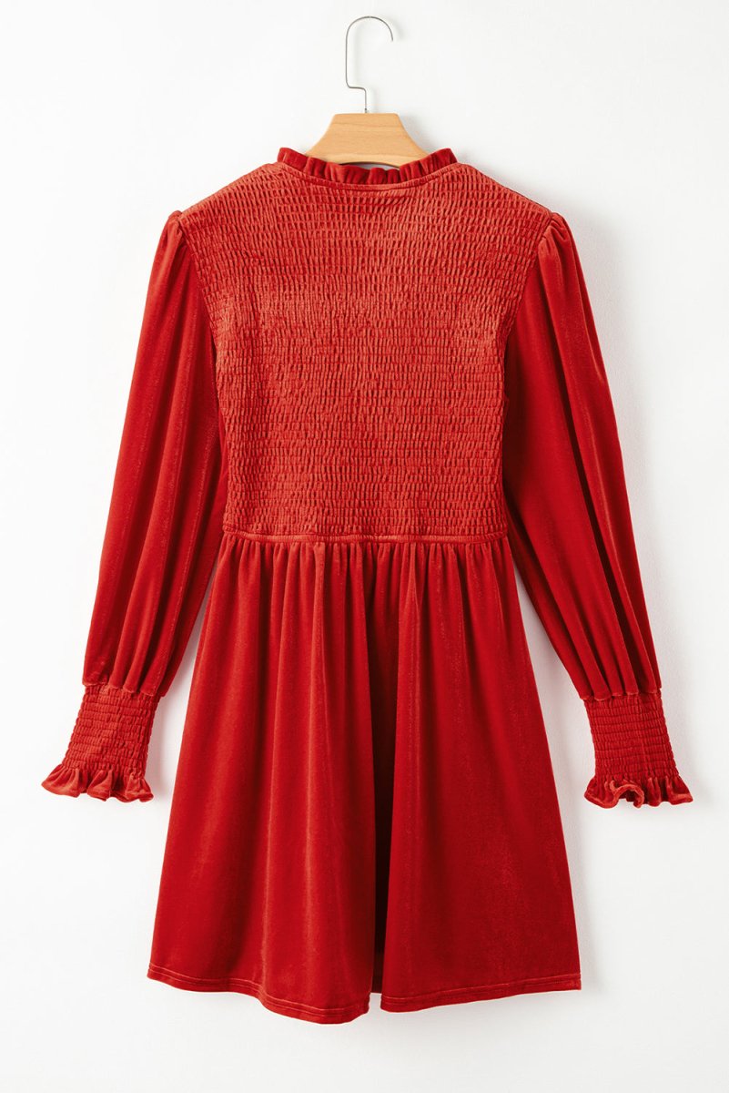 Holiday Velvet Smocked Dress - Klazzi Fashion Boutique