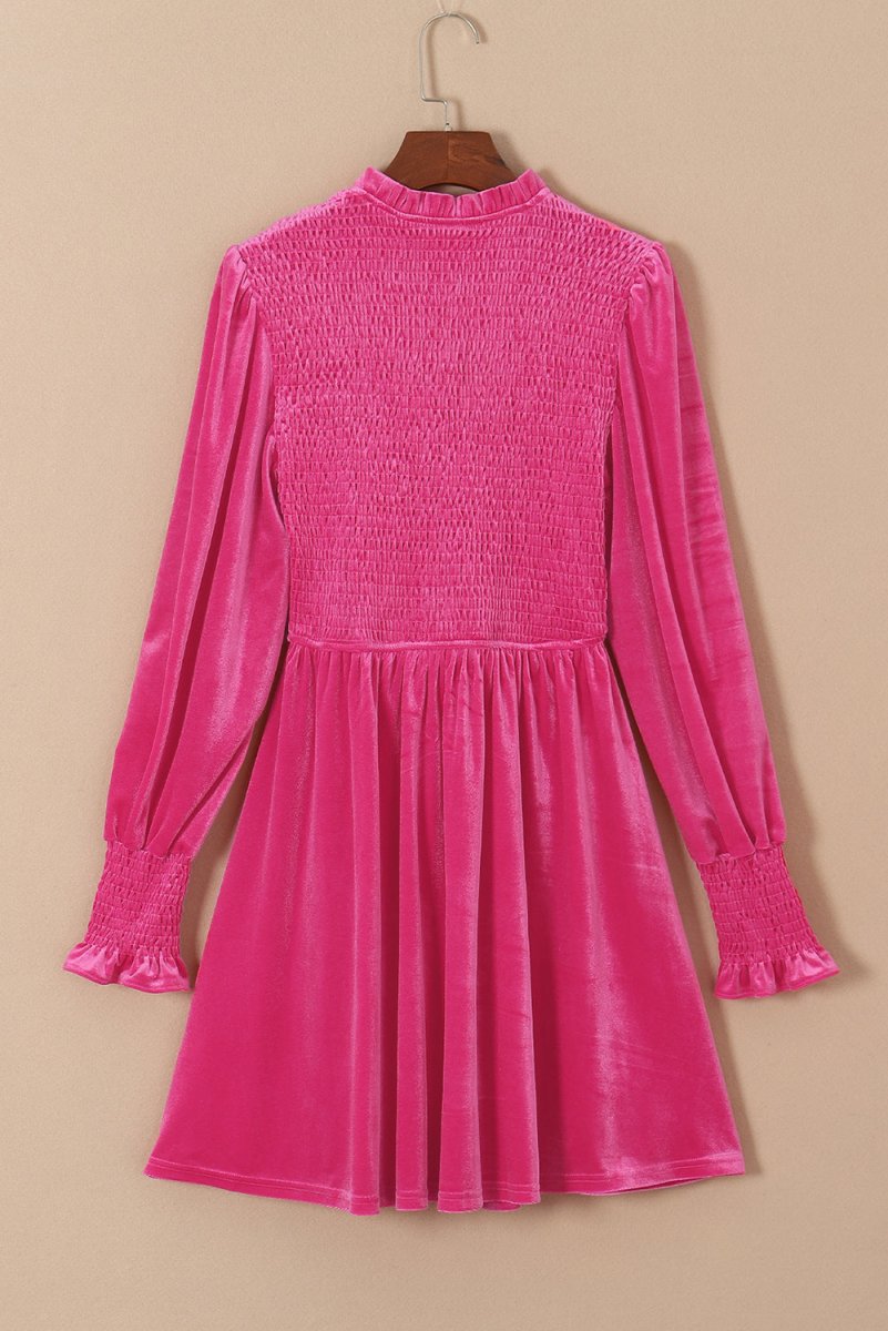 Holiday Velvet Smocked Dress - Klazzi Fashion Boutique