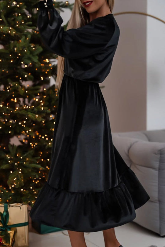 Holiday Velvet Split Midi Dress - Klazzi Fashion Boutique