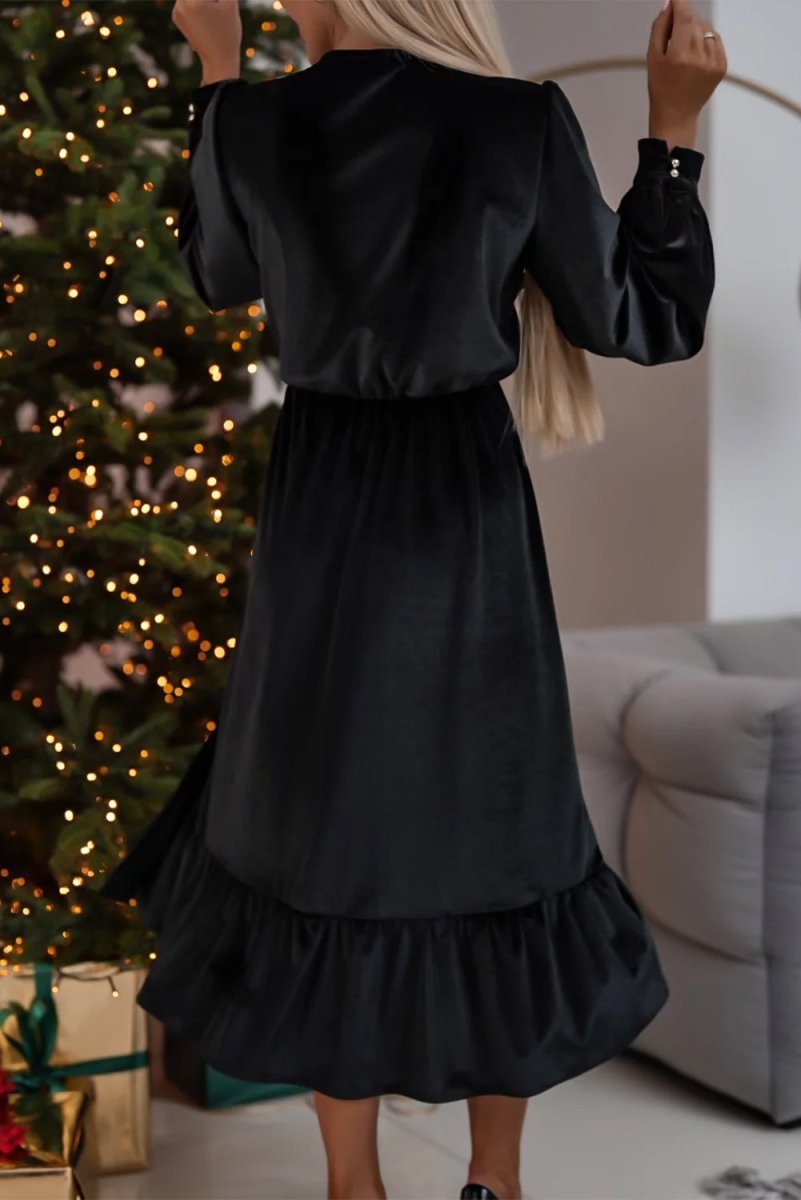 Holiday Velvet Split Midi Dress - Klazzi Fashion Boutique