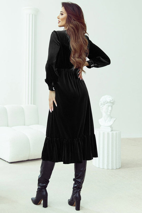 Holiday Velvet Split Midi Dress - Klazzi Fashion Boutique