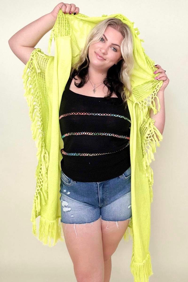 Hooded Fringe Knit Kimono - Klazzi Fashion Boutique