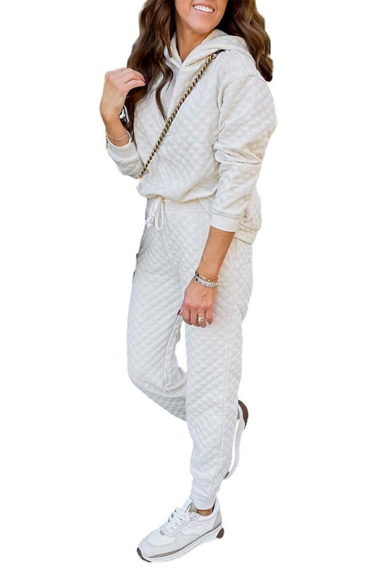 Hooded Quilted Sweatpants Set - Klazzi Fashion Boutique