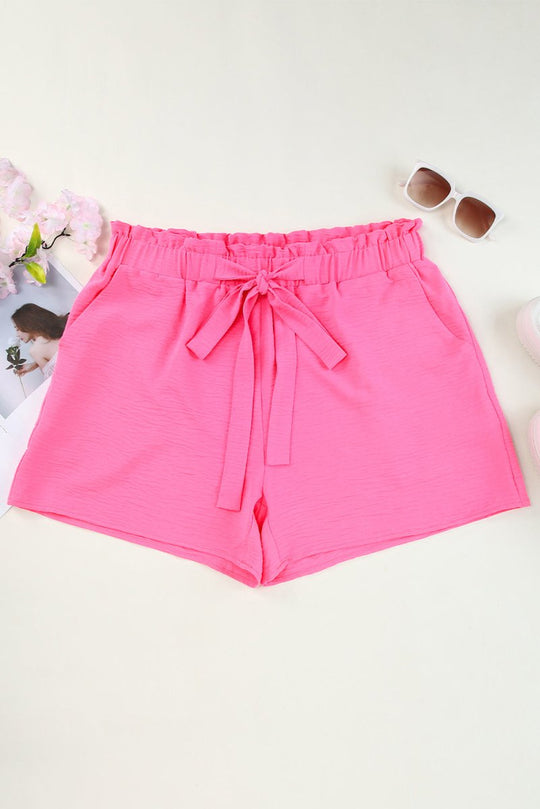 Hot Pink High Waist Plus Size Casual Shorts - Klazzi Fashion Boutique