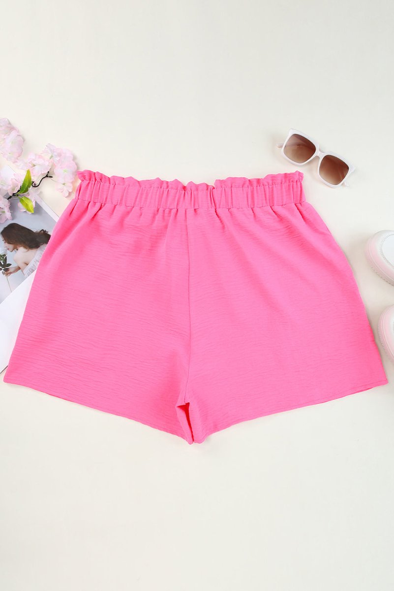 Hot Pink High Waist Plus Size Casual Shorts - Klazzi Fashion Boutique