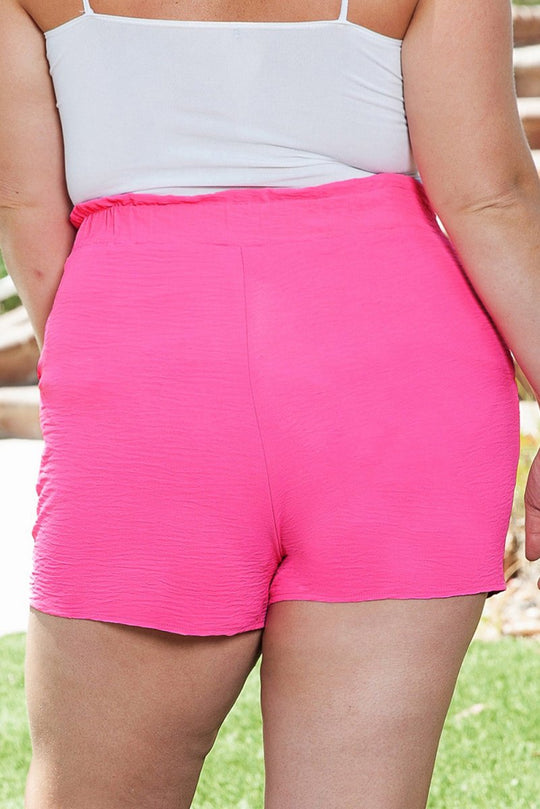 Hot Pink High Waist Plus Size Casual Shorts - Klazzi Fashion Boutique