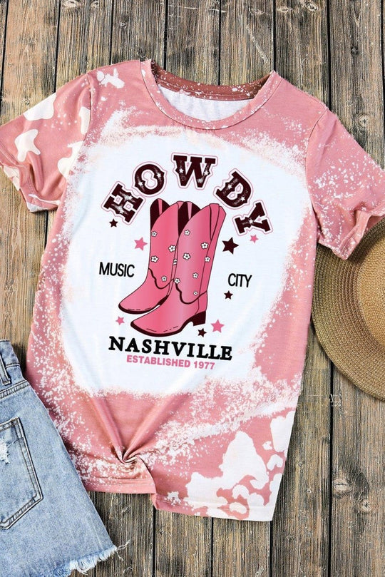 "Howdy Nashville" Cowboy Boots Graphic Tee - Klazzi Fashion Boutique