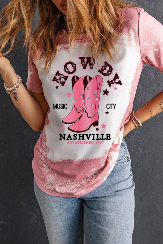 "Howdy Nashville" Cowboy Boots Graphic Tee - Klazzi Fashion Boutique