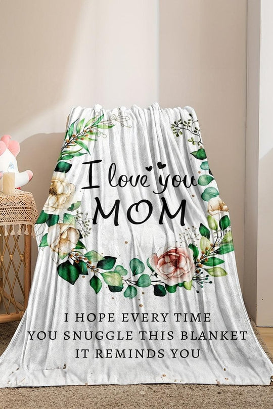 "I Love You MOM" Floral Large Blanket - Klazzi Fashion Boutique