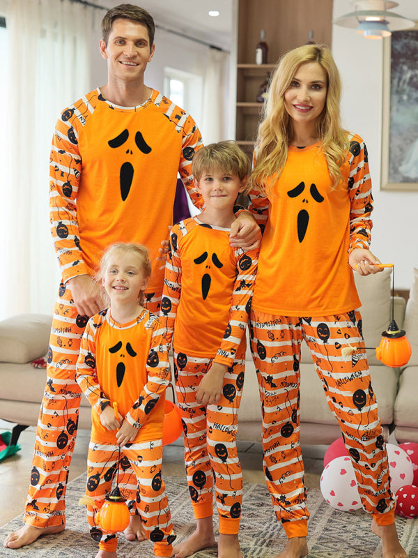 Halloween Jack-O-Lantern Orange Family Pajamas Two-Piece Set