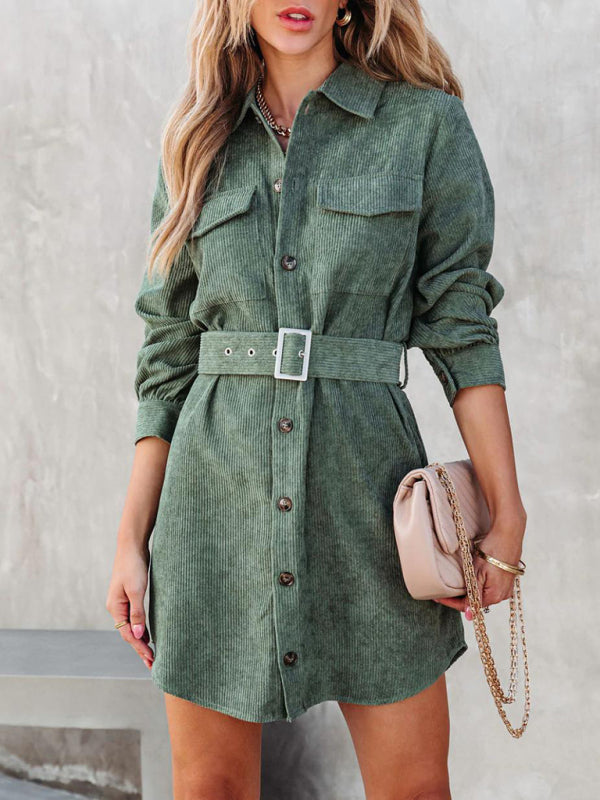 Corduroy Women's Casual Shirt Dress