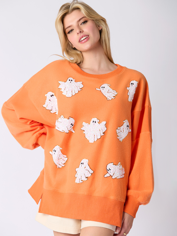 Halloween Sequin Sassy Ghost Sweatshirt