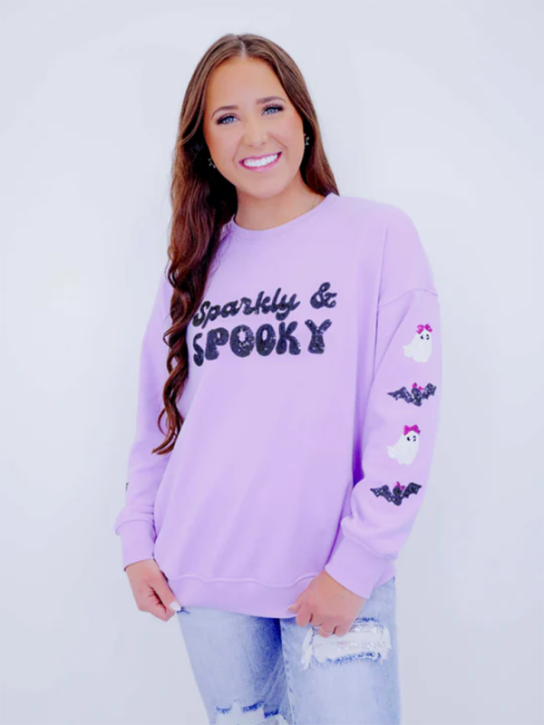 Halloween Sassy Skeleton Man Sequin Sweatshirt