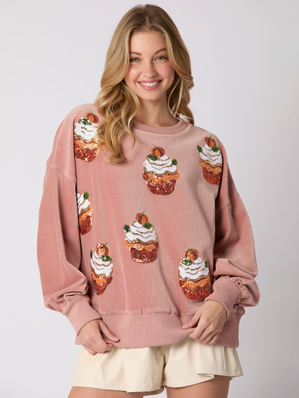 Sassy Sweet sequin Pumpkin Cupcake Sweatshirt