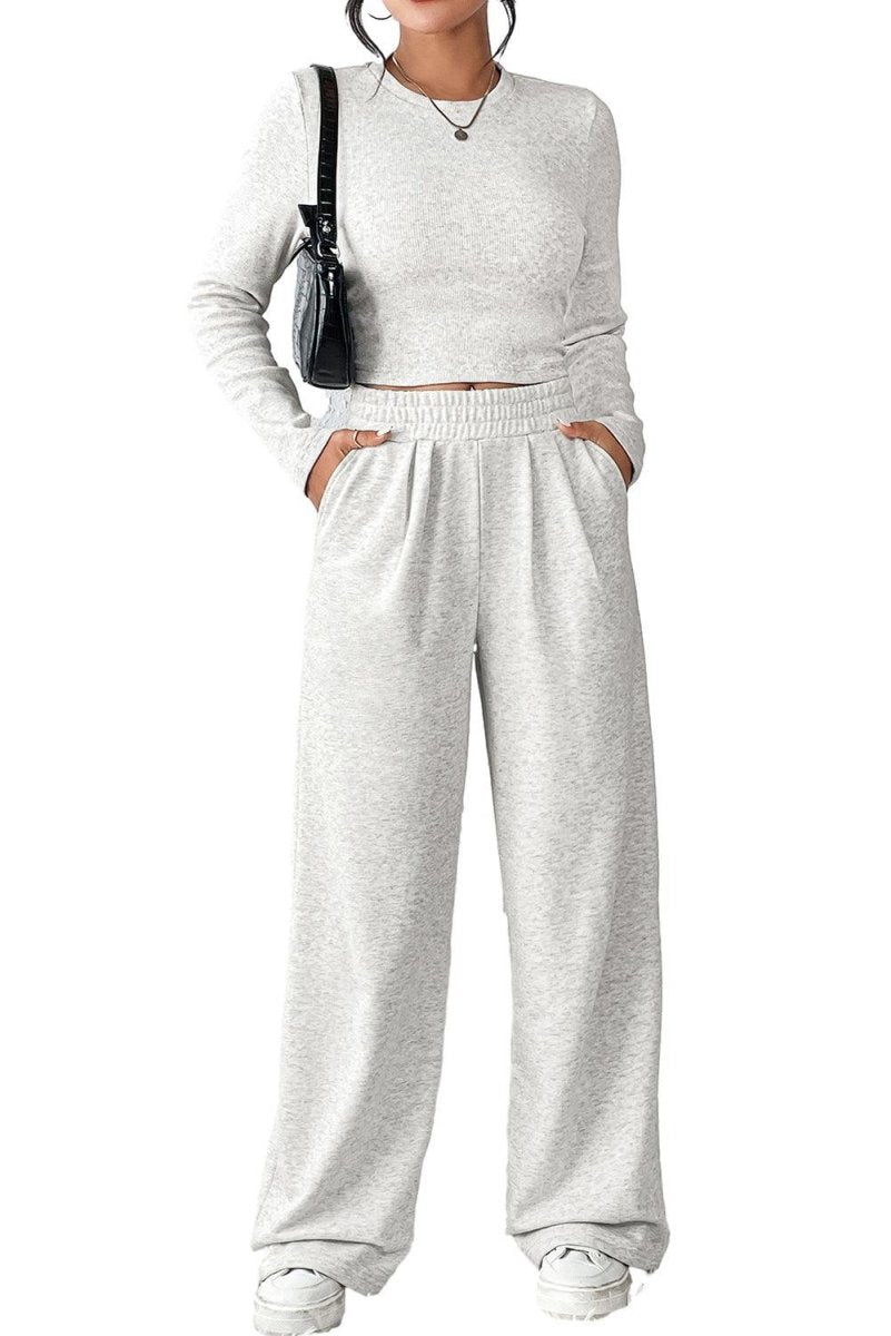 Jenna Crop Sweater Two Piece Set - Klazzi Fashion Boutique