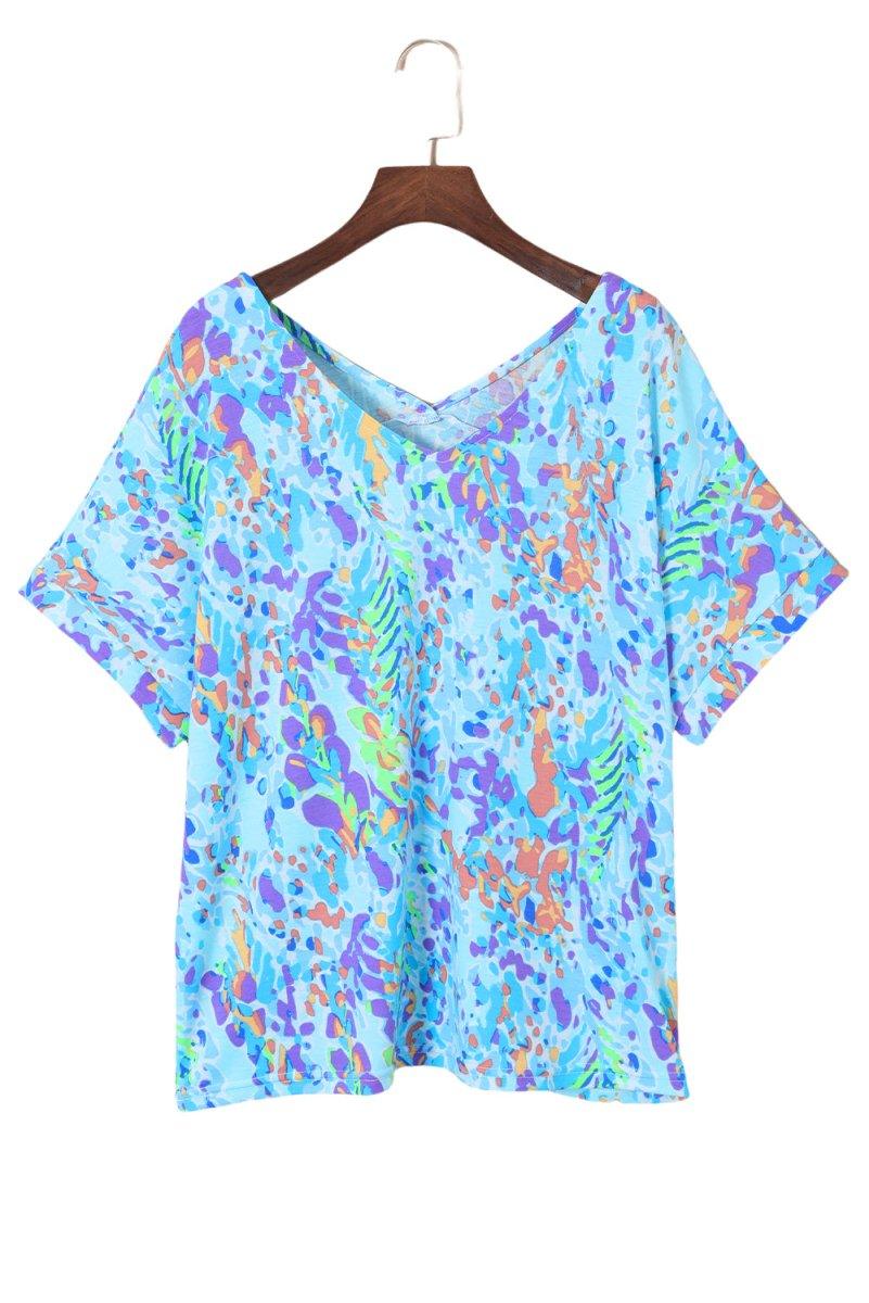 Jenna Multicolor Painted Floral Top - Klazzi Fashion Boutique