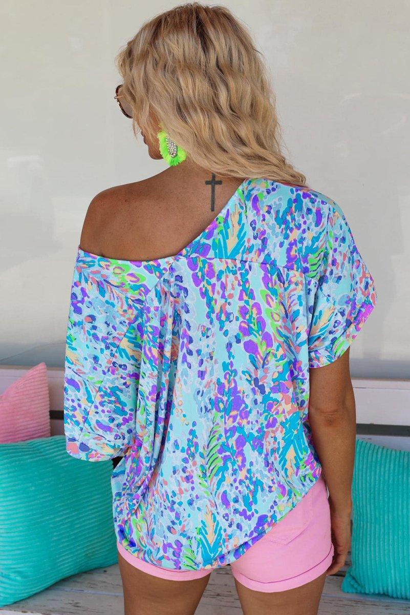 Jenna Multicolor Painted Floral Top - Klazzi Fashion Boutique