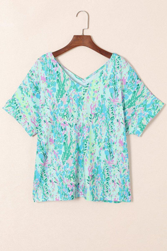 Jenna Multicolor Painted Floral Top - Klazzi Fashion Boutique