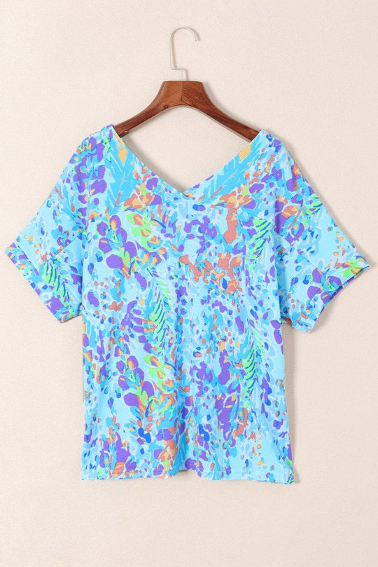 Jenna Multicolor Painted Floral Top - Klazzi Fashion Boutique