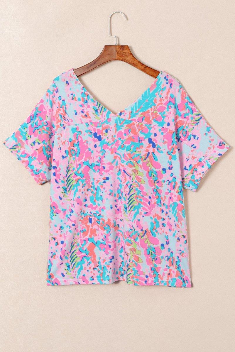 Jenna Multicolor Painted Floral Top - Klazzi Fashion Boutique