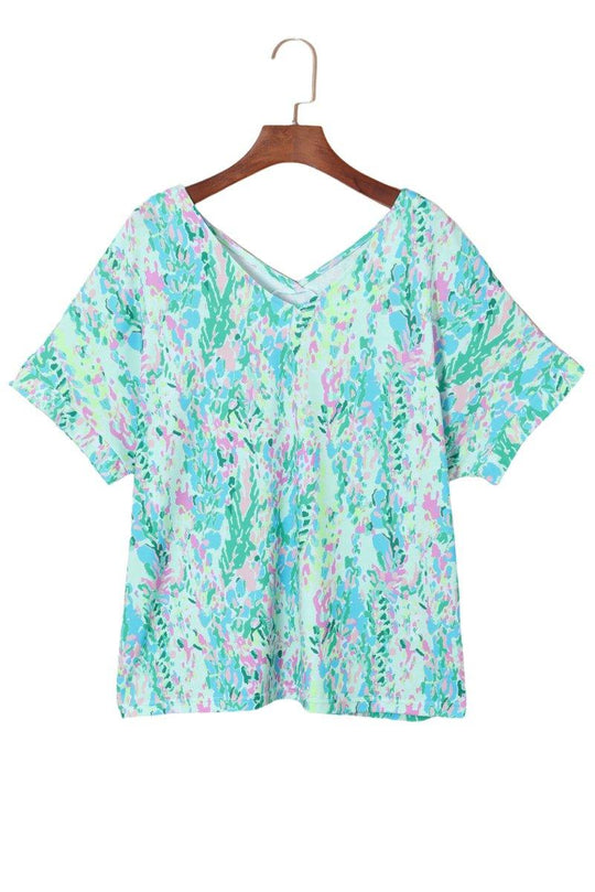 Jenna Multicolor Painted Floral Top - Klazzi Fashion Boutique