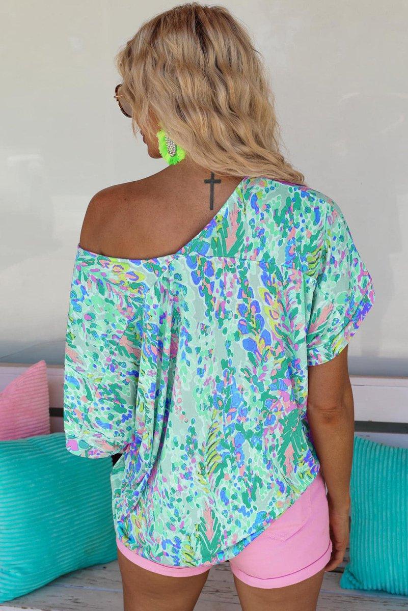 Jenna Multicolor Painted Floral Top - Klazzi Fashion Boutique