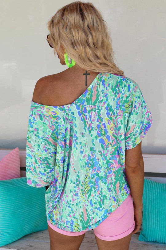 Jenna Multicolor Painted Floral Top - Klazzi Fashion Boutique