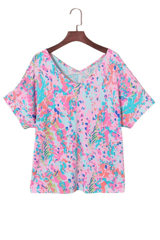 Jenna Multicolor Painted Floral Top - Klazzi Fashion Boutique