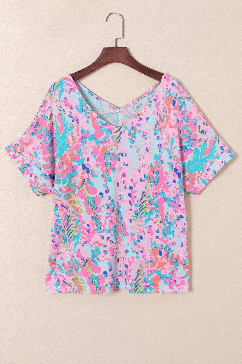 Jenna Multicolor Painted Floral Top - Klazzi Fashion Boutique