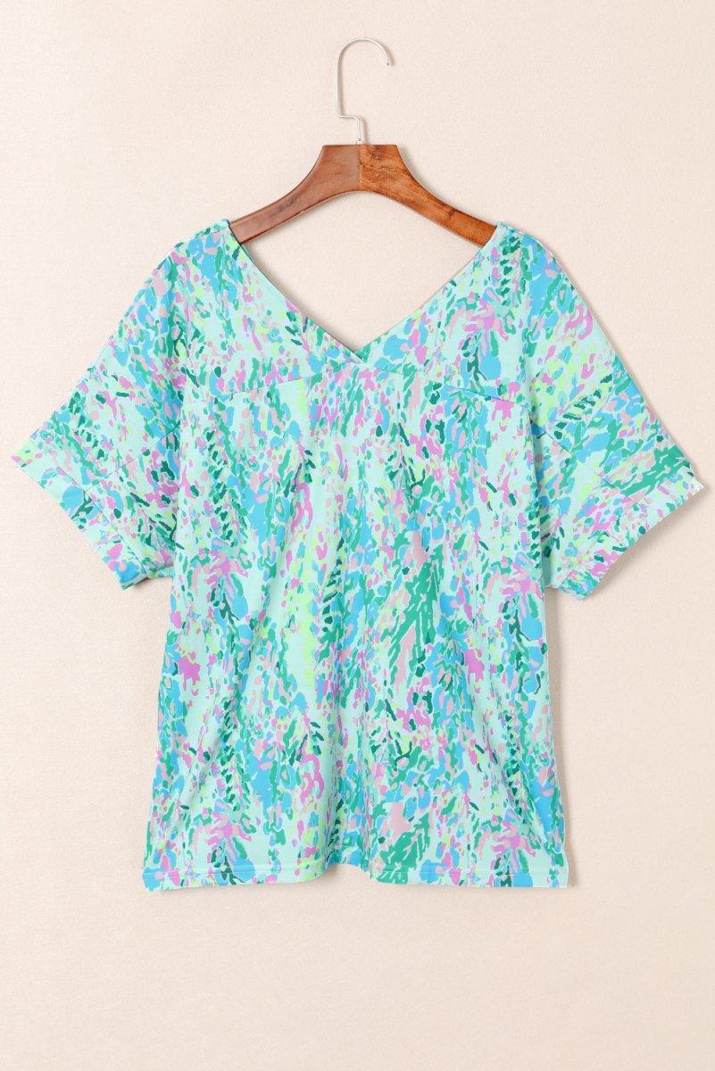 Jenna Multicolor Painted Floral Top - Klazzi Fashion Boutique