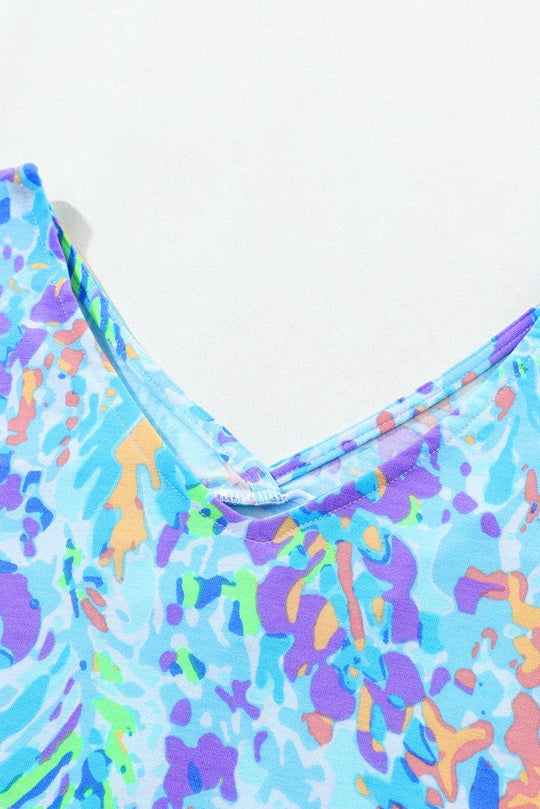 Jenna Multicolor Painted Floral Top - Klazzi Fashion Boutique