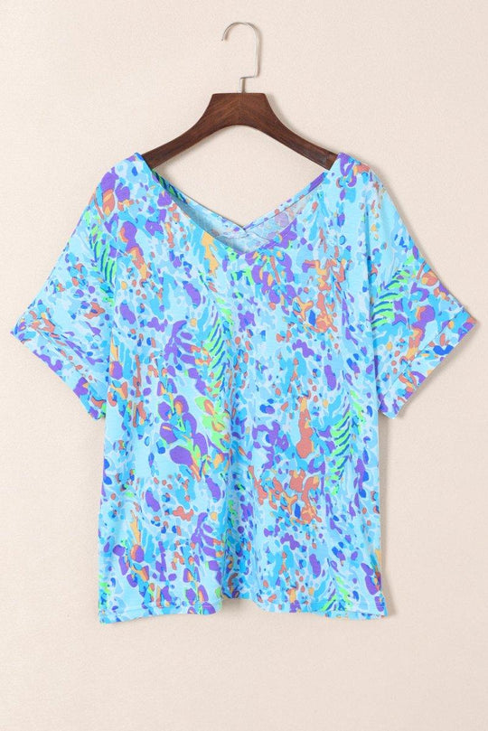 Jenna Multicolor Painted Floral Top - Klazzi Fashion Boutique