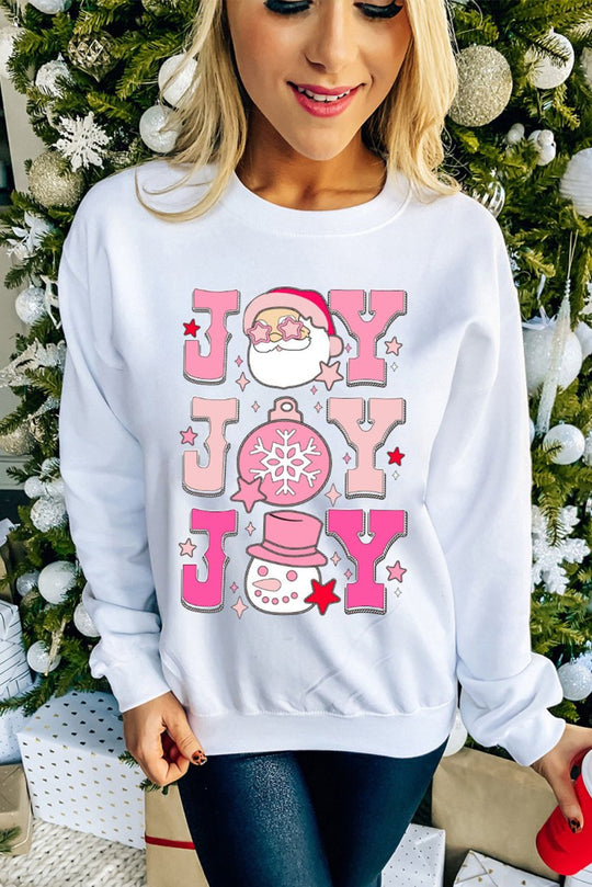 Joyous Christmas Santa Claus "JOY" Graphic Sweatshirt - Klazzi Fashion Boutique