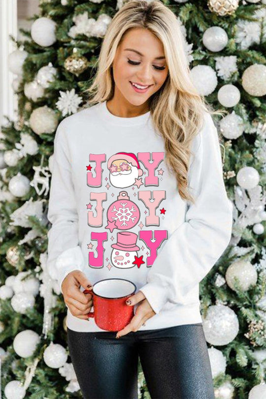 Joyous Christmas Santa Claus "JOY" Graphic Sweatshirt - Klazzi Fashion Boutique