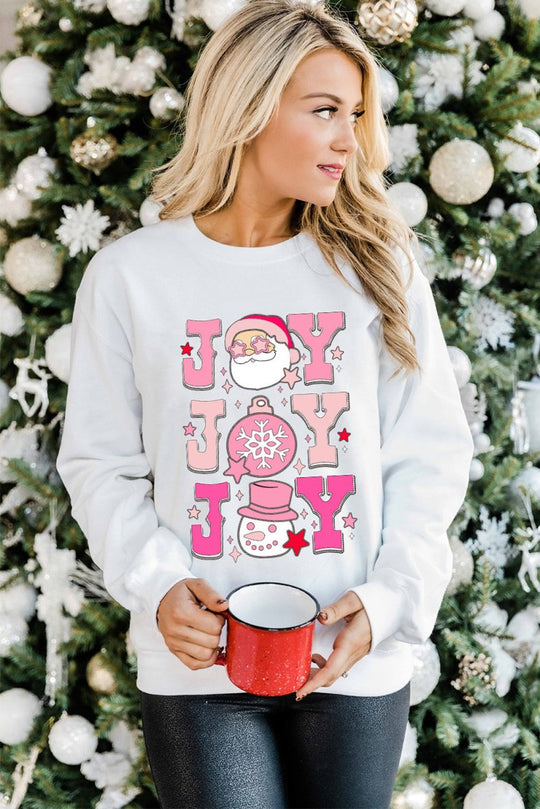 Joyous Christmas Santa Claus "JOY" Graphic Sweatshirt - Klazzi Fashion Boutique