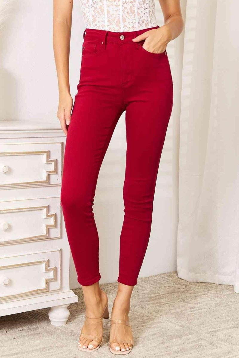 Judy Blue Red High Waist Skinny Jeans - Klazzi Fashion Boutique