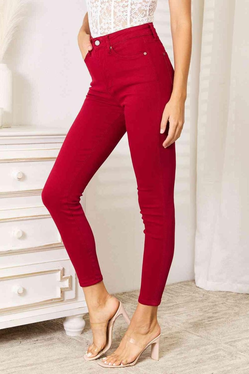 Judy Blue Red High Waist Skinny Jeans - Klazzi Fashion Boutique