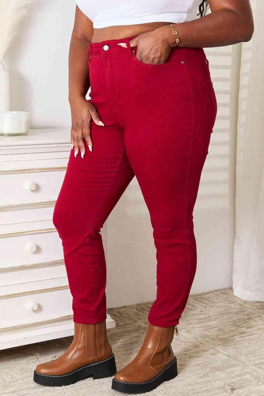 Judy Blue Red High Waist Skinny Jeans - Klazzi Fashion Boutique