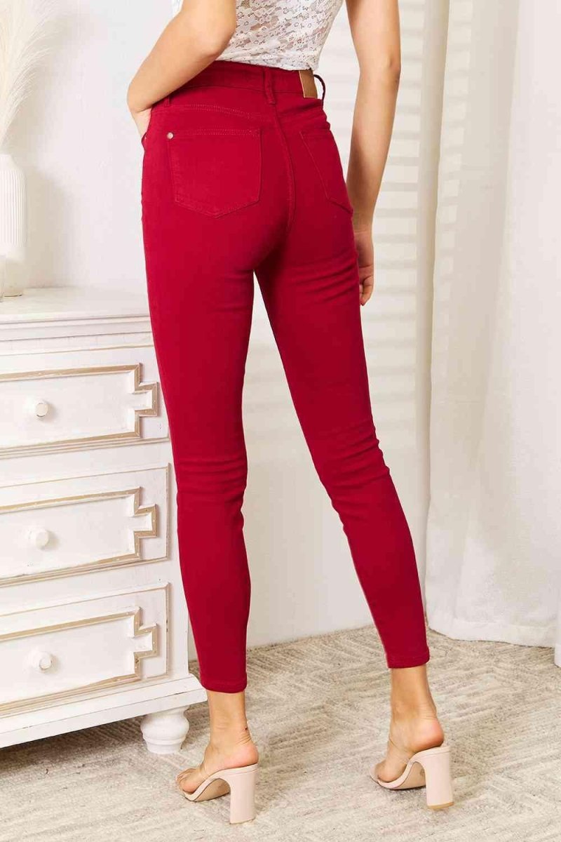 Judy Blue Red High Waist Skinny Jeans - Klazzi Fashion Boutique