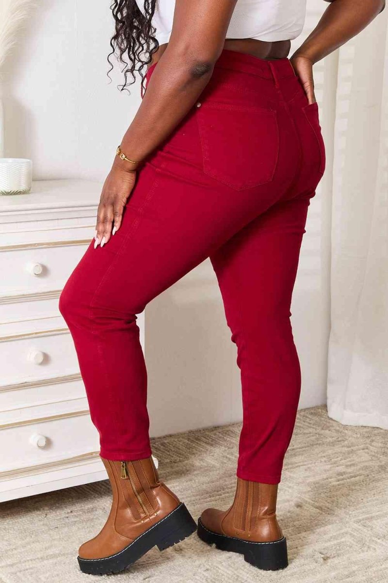 Judy Blue Red High Waist Skinny Jeans - Klazzi Fashion Boutique