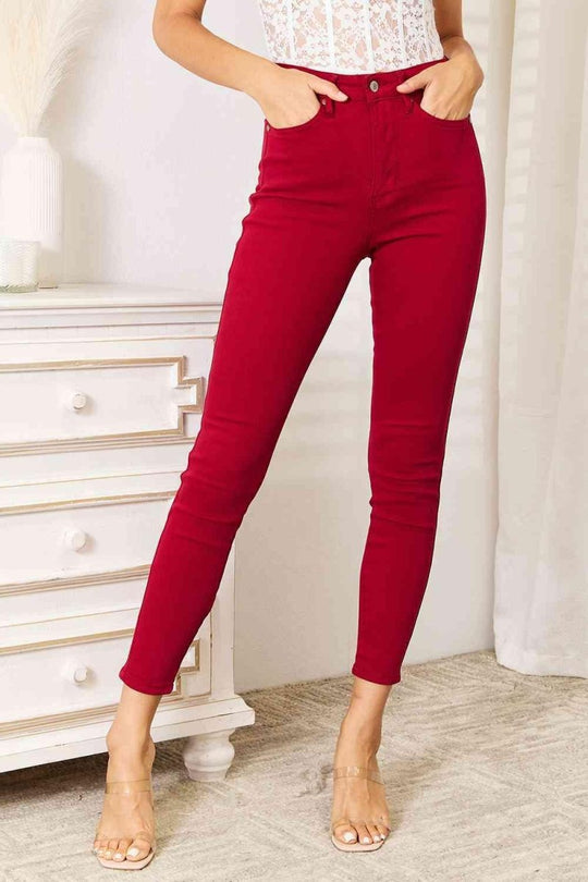 Judy Blue Red High Waist Skinny Jeans - Klazzi Fashion Boutique