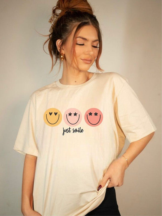 "Just Smile" Graphic T Shirt - Klazzi Fashion Boutique